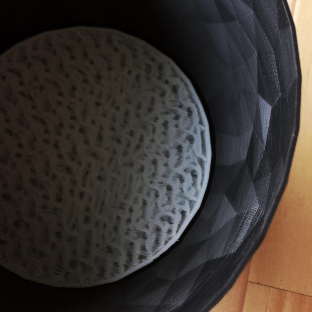 An image of the interior of a 3D-printed plant pot, manufactured by everyday earth hero The Rogerie