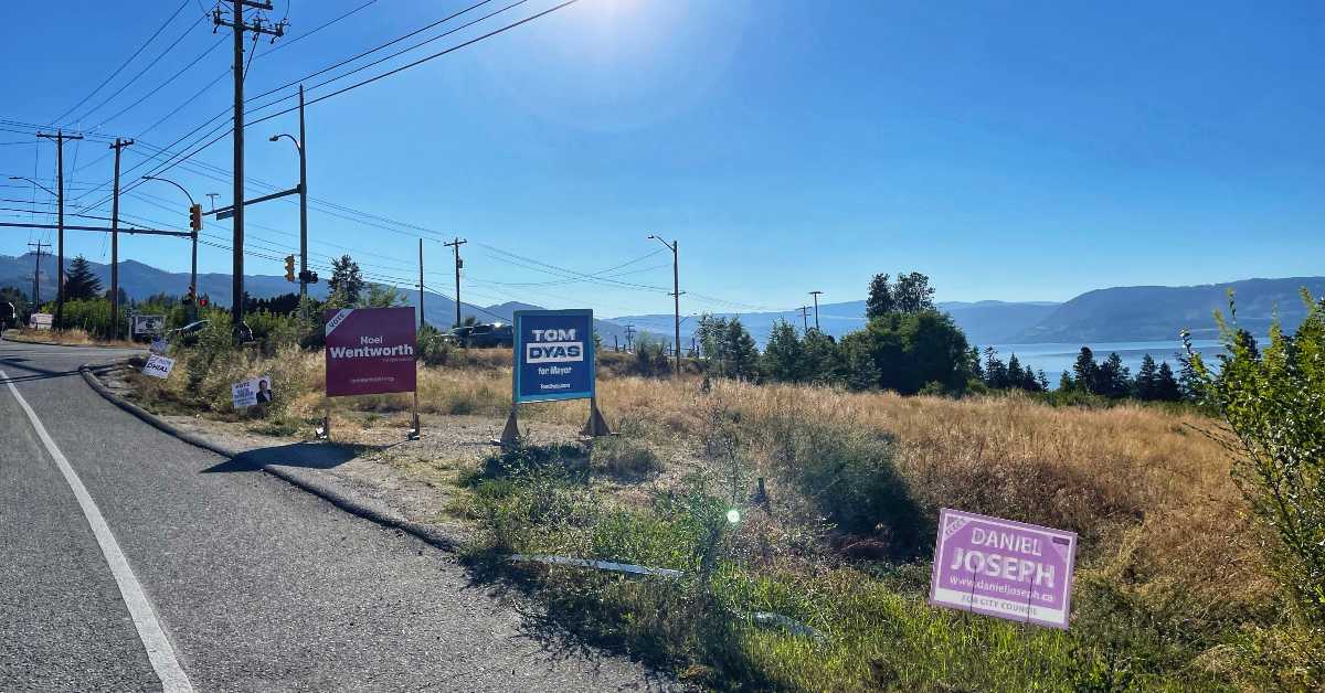 Municipal election signs in Kelowna, British Columbia