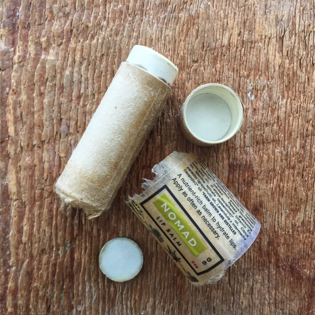 Okanagan Lavender and Herb Farm compostable lip balm tube components.